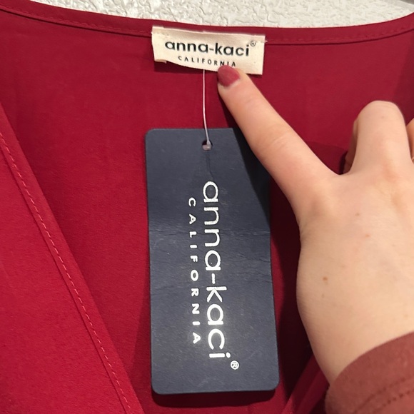 Elegant Red Long Sleeve Dress - Picture 2 of 5